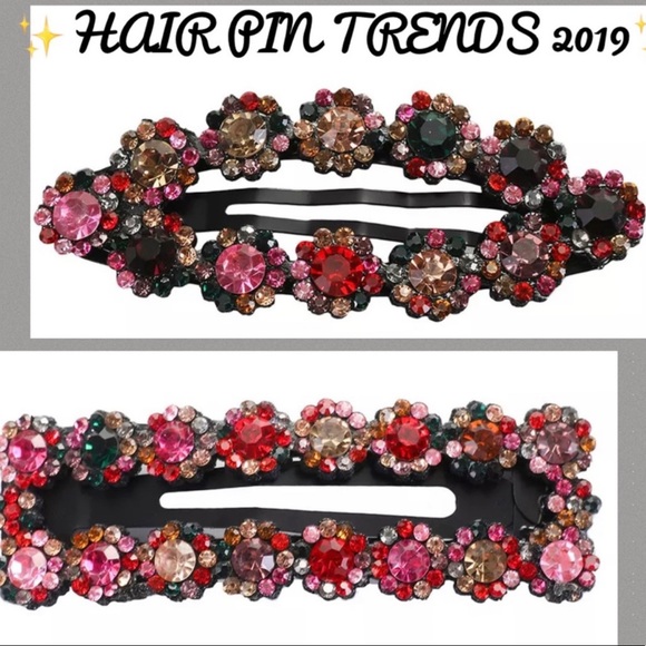 TRENDY SEXY HAIR CLIP BLACK WITH MULTICOLOR STONES - Picture 2 of 7
